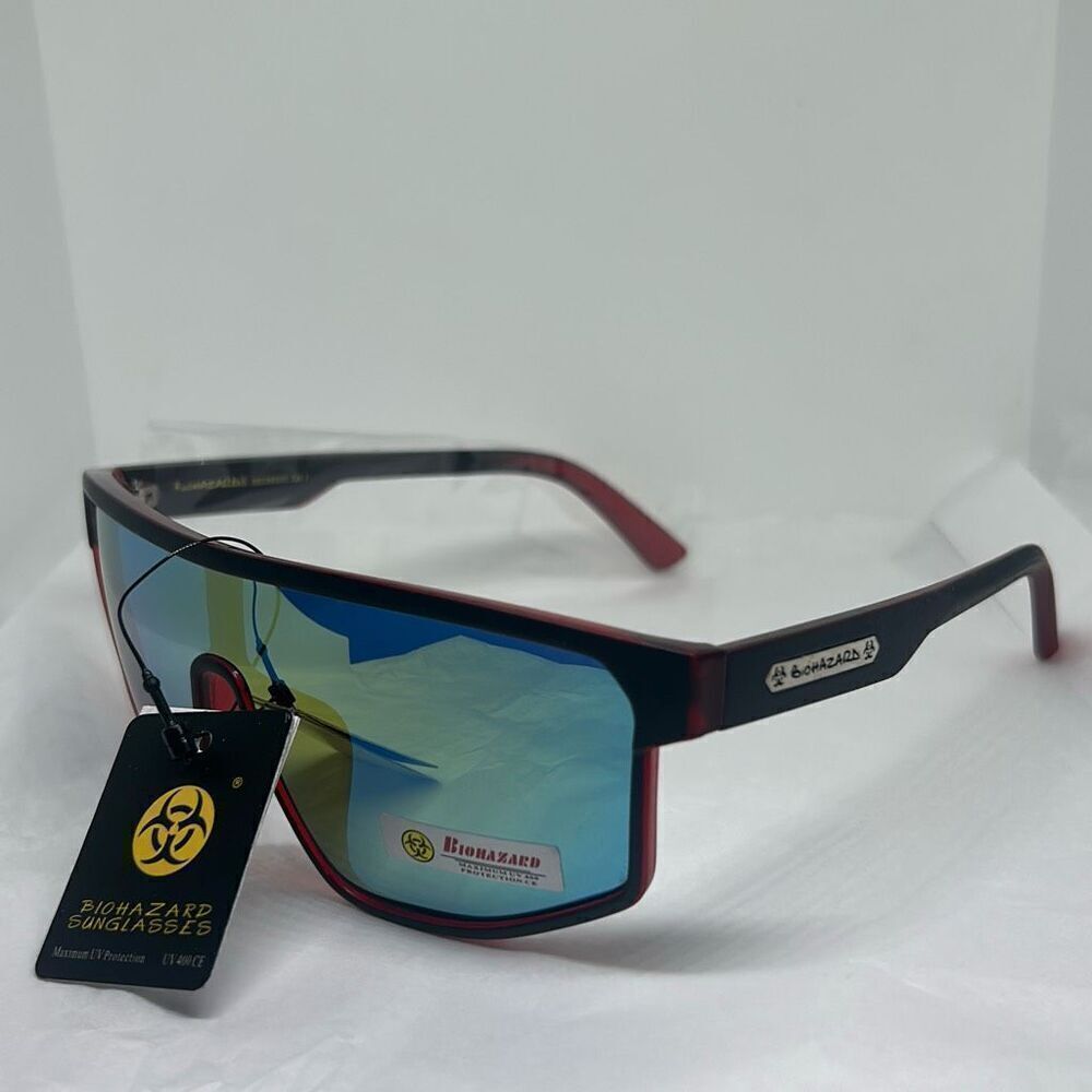 Biohazard Mirrored Shield Sunglasses – Model BZ66302